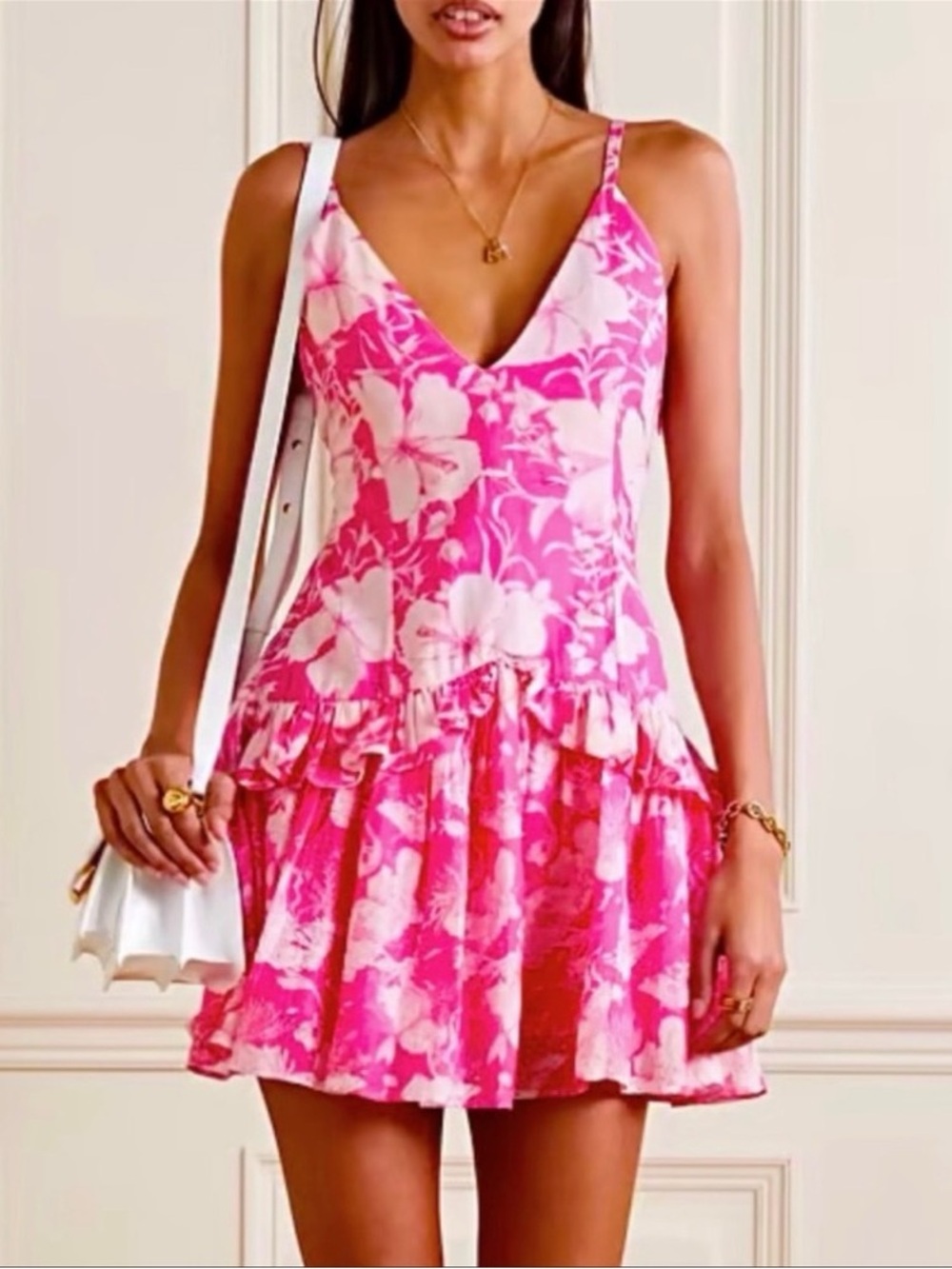 Loveshackfancy fabienne dress holiday fun fuchsia 2 silk blend